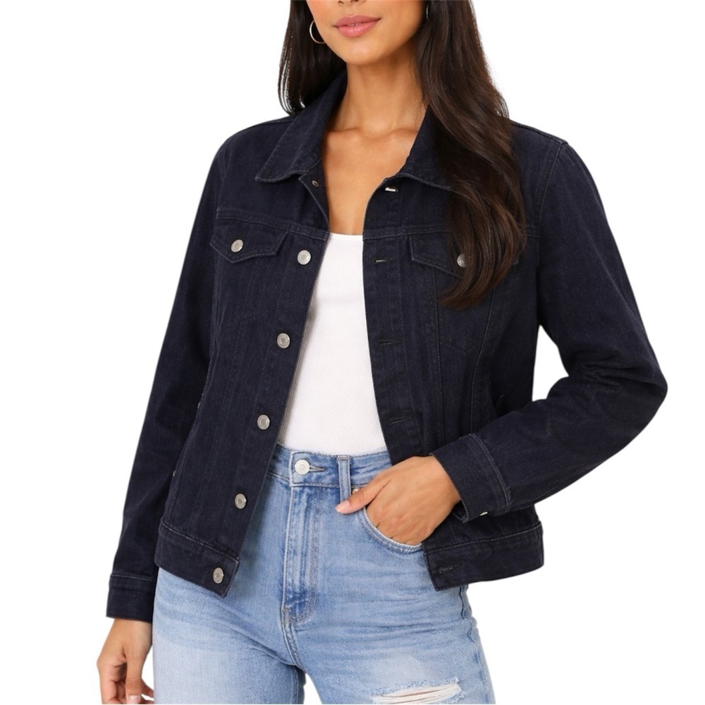 Black Button-Front Jacket XL | Lightweight